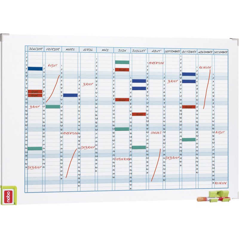 Planning magnétique annuel 12 colonnes Nobo