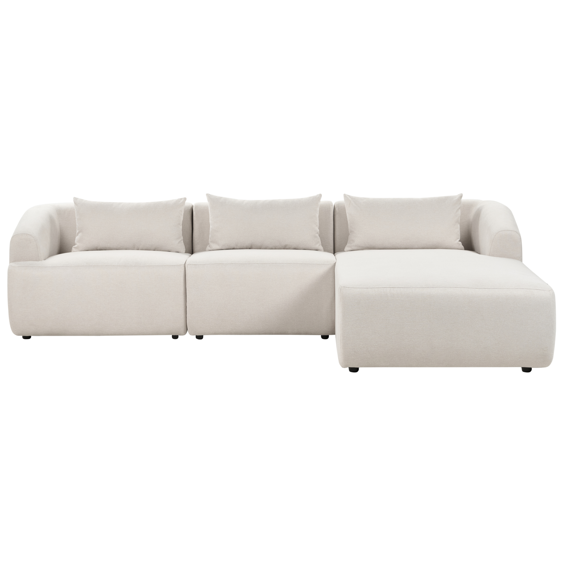Beliani-SVANSELE-Driezitsbank-Lichtbeige-Linkszijdig-Polyester