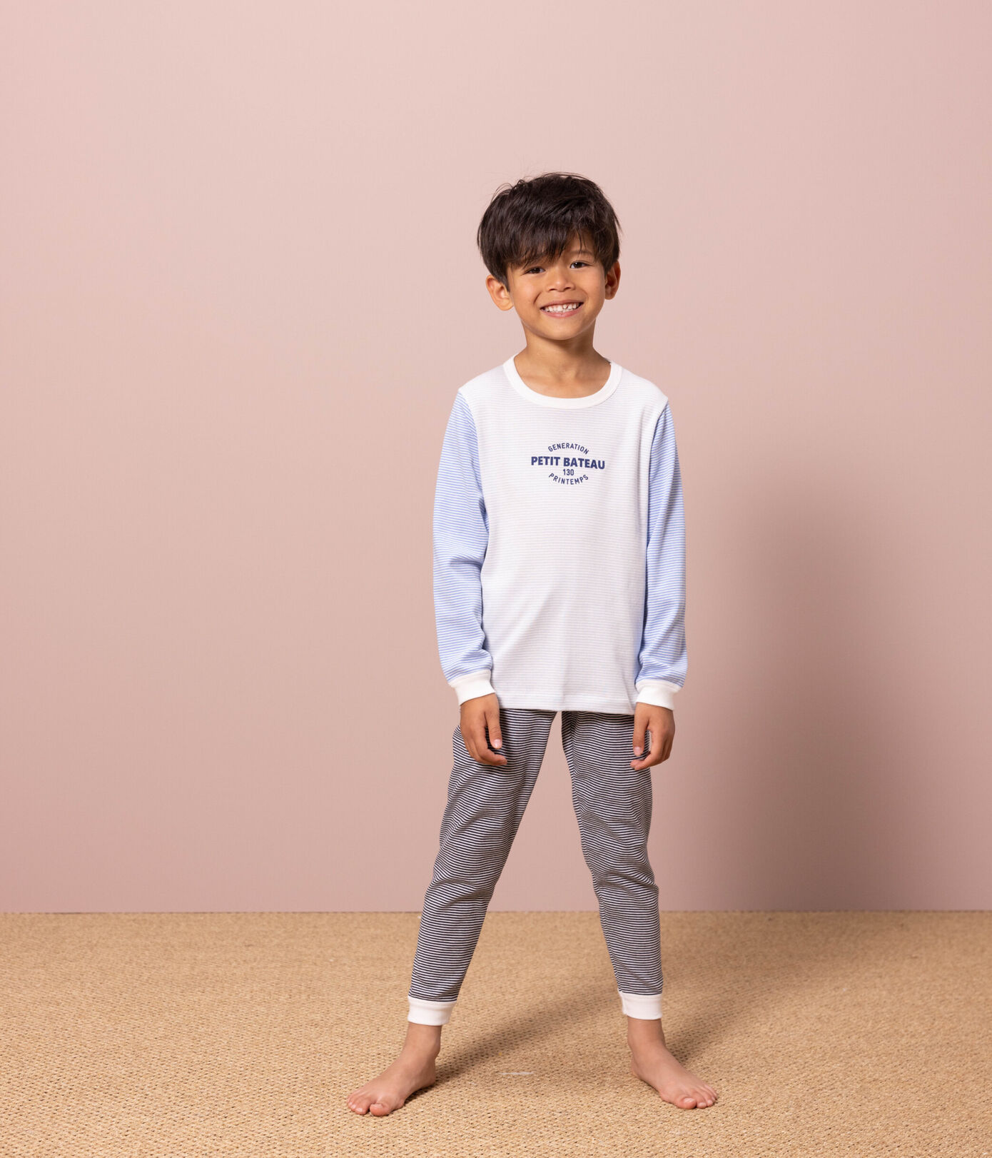Pyjama milleraies tricolore en coton petite fille/petit garçon