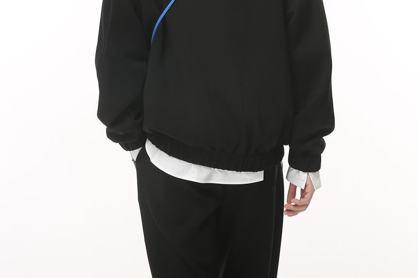 FAERIS - Effen jas met rits / Effen broek met hoge taille en wijde pijpen