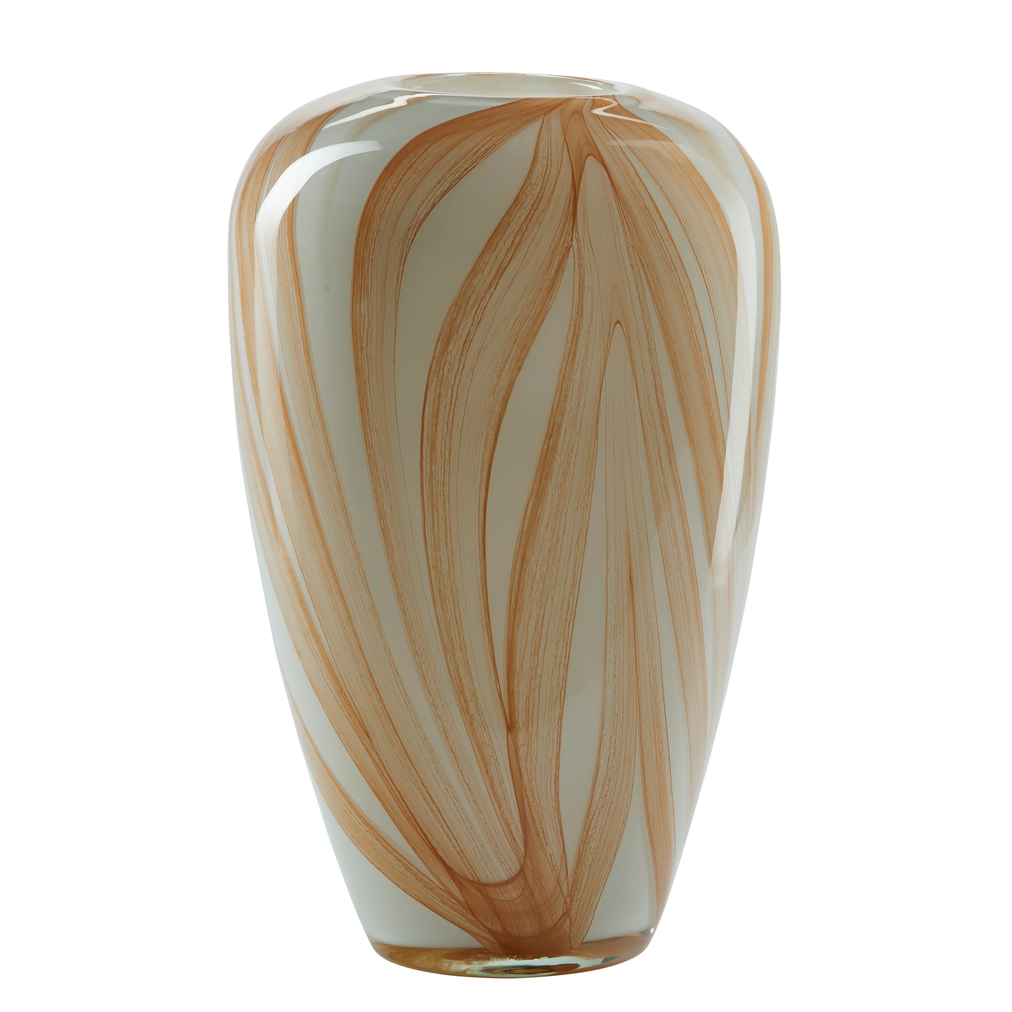 Bahne Interior  Vase med brede striber, amber/hvid - H32,5 cm.