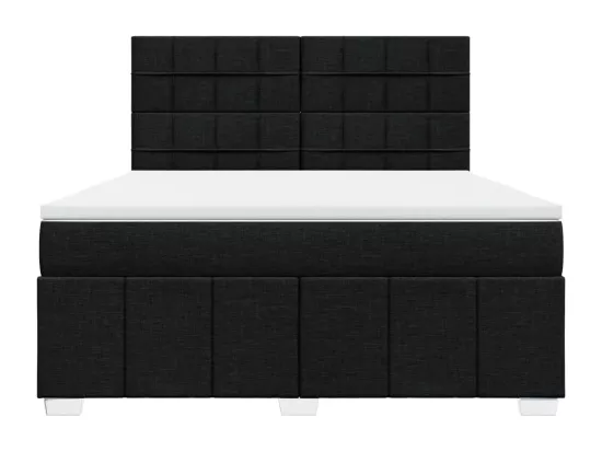 Sommier à lattes de lit avec matelas Noir 180x200 cm Tissu