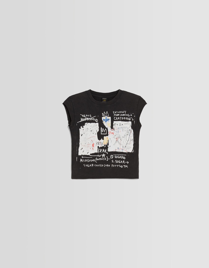 Camiseta de manga curta com estampa de Jean-Michel Basquiat