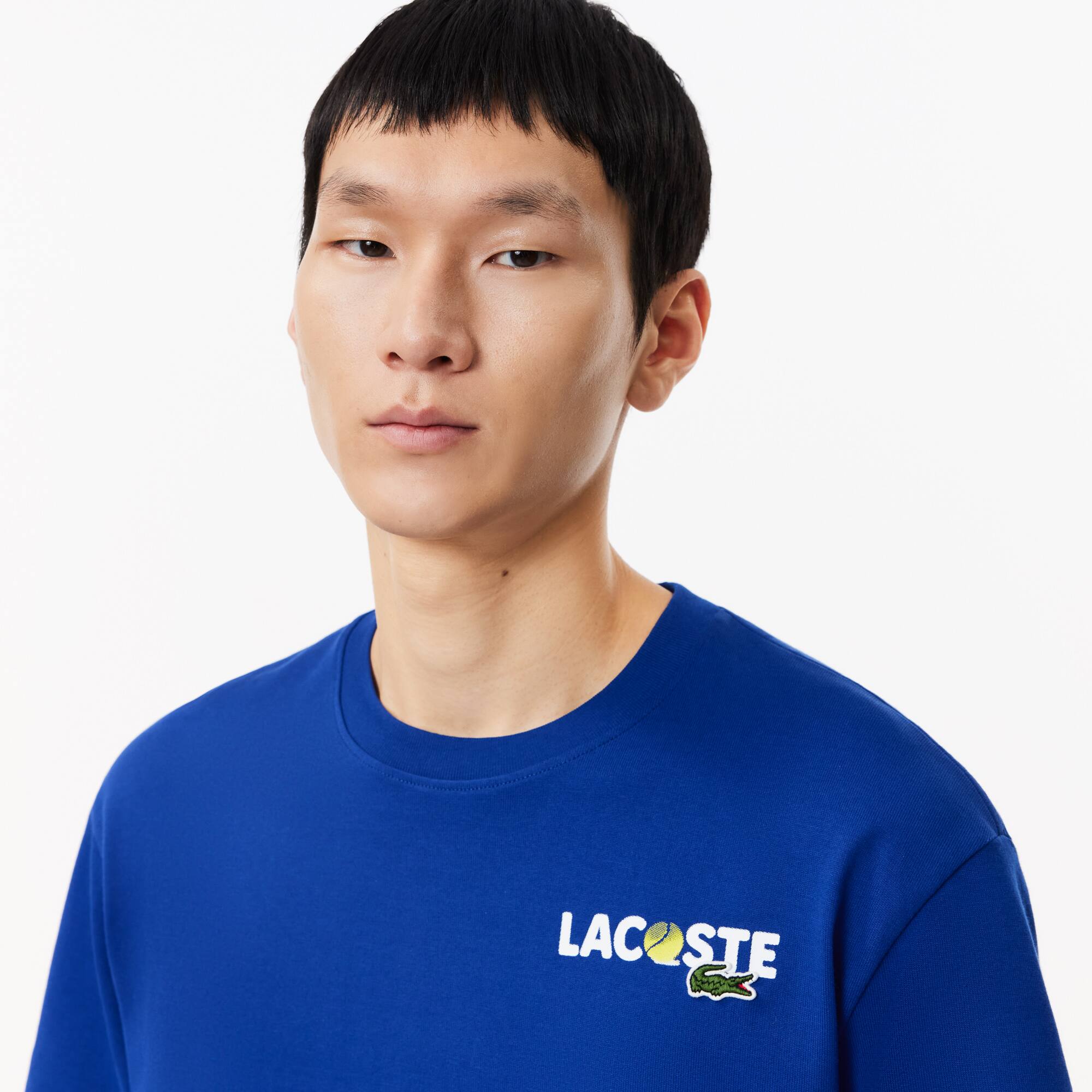 T-Shirt aus resistentem Baumwolljersey mit Aufdruck hinten T-Shirts - Blau - Lacoste - Herren