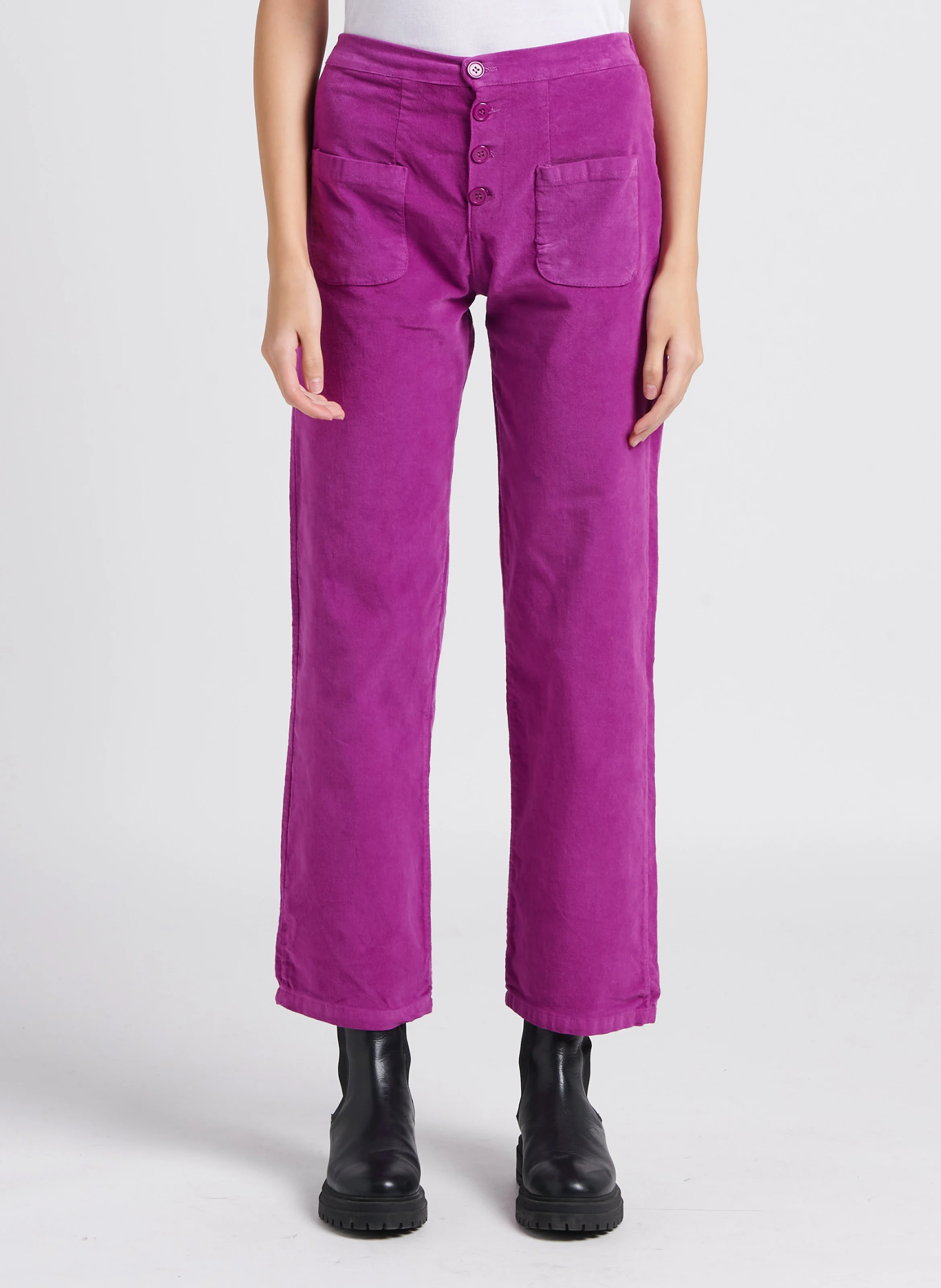 FLOW - Pantalon droit en coton mélangé| Violet