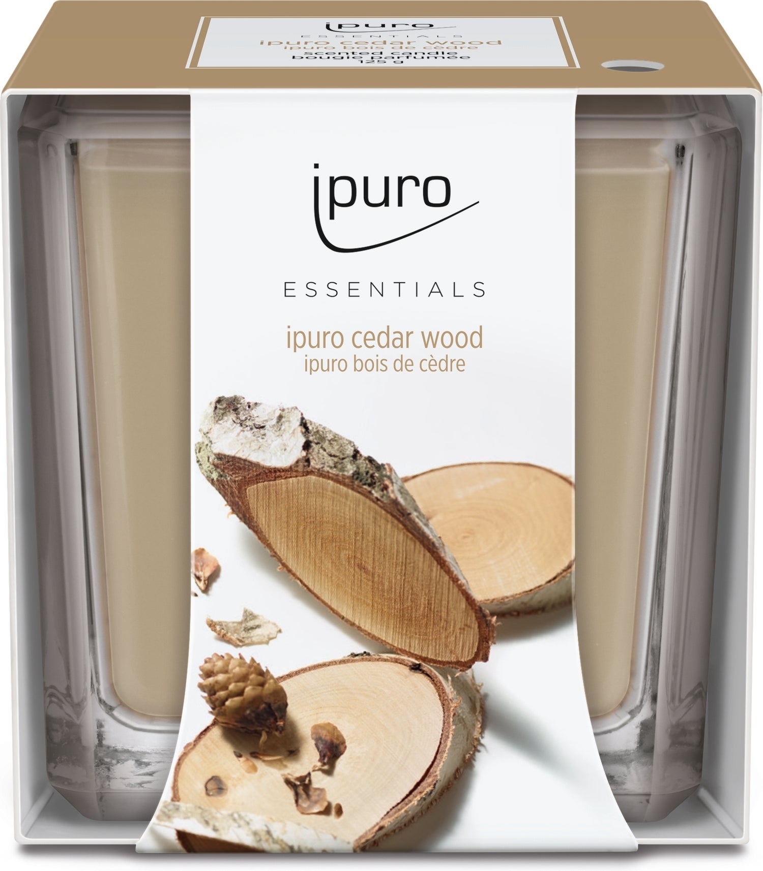 Ipuro geurkaars Essentials Cedar Wood 26 uur D 7,1 H 7 cm