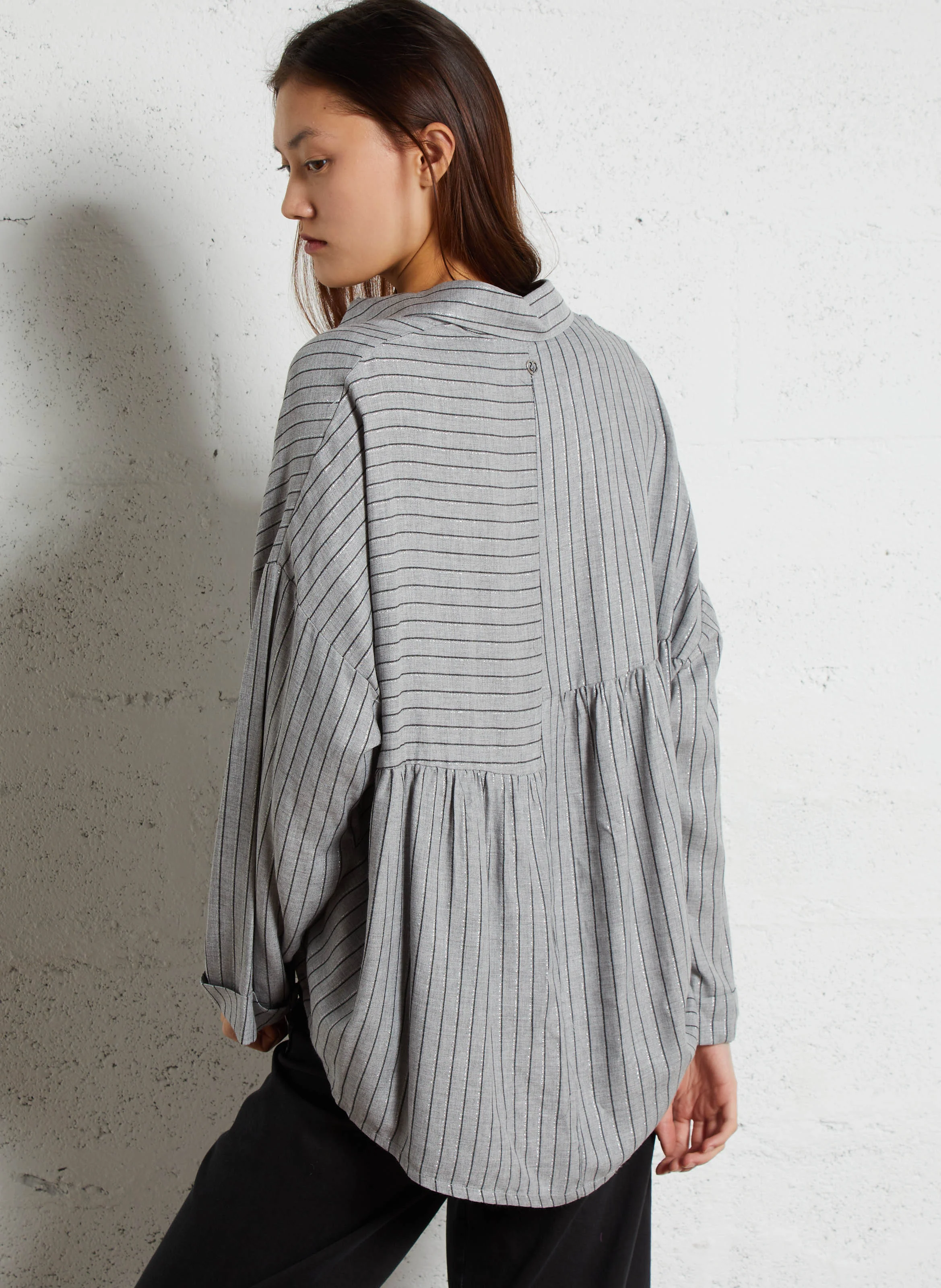 Chemise col classique à rayures | Gris