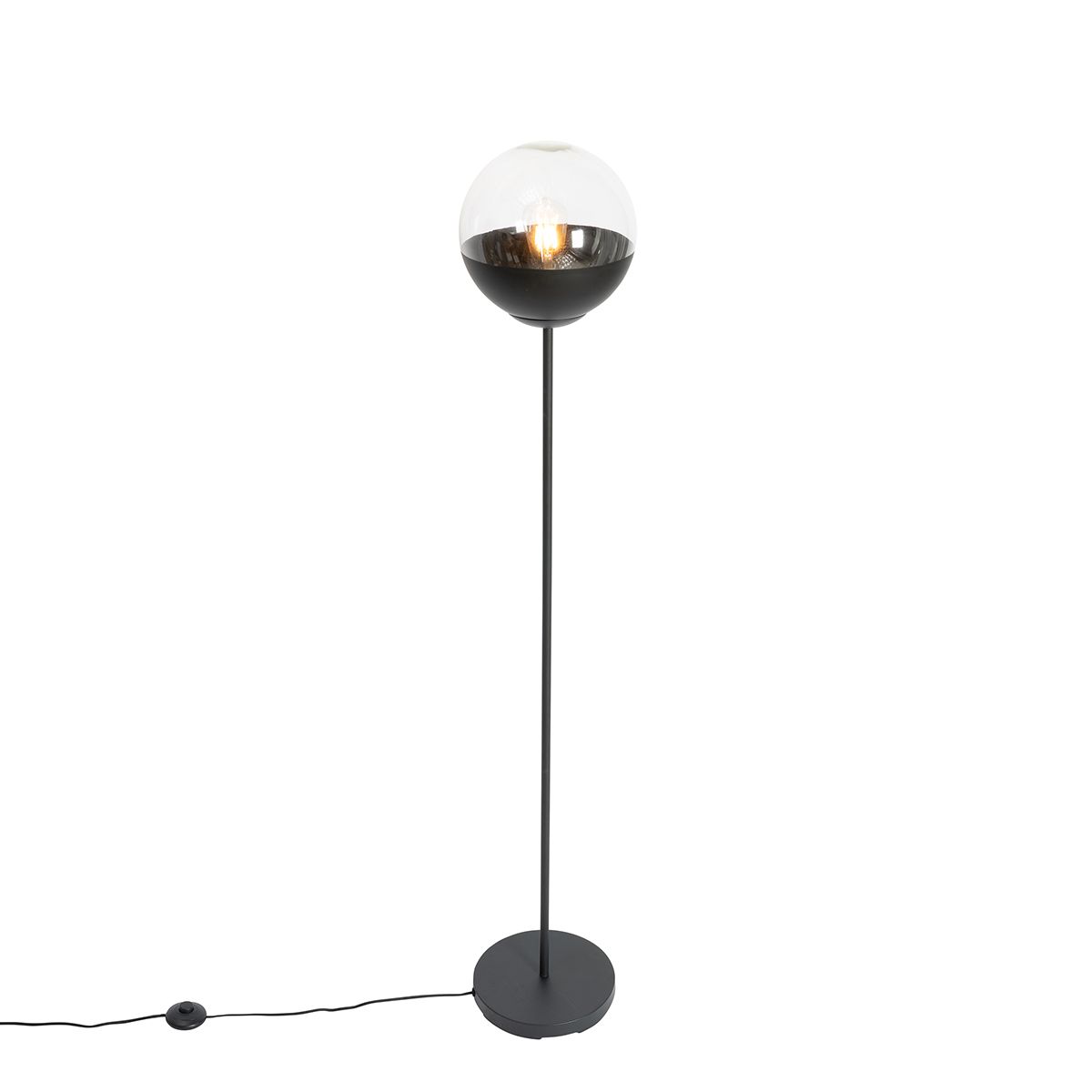 Retro vloerlamp zwart met helder glas - Eclipse