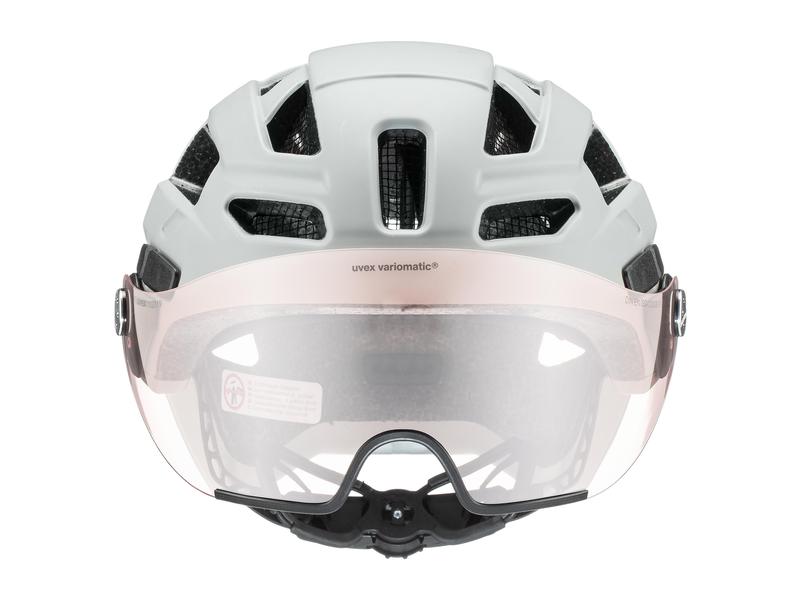 uvex Helm uvex finale visor V papyrus matt , M Photochromatischer Visier-Helm mit Plug-In-LED