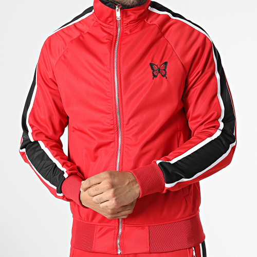 Ensemble De Survetement A Bandes LL722 Rouge