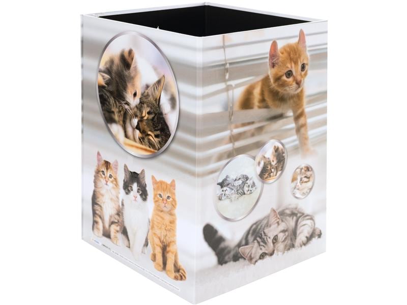 HERMA Papierkorb Katzen 15 l, Gelb Papierkorb aus stabilem Karton für einen ordentlichen Schreibtisch