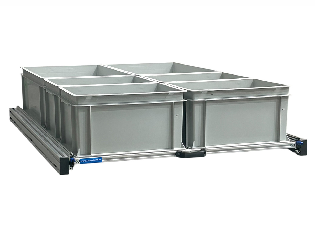 Aluminium 120x80 cm schuifframe met 6 open bakken