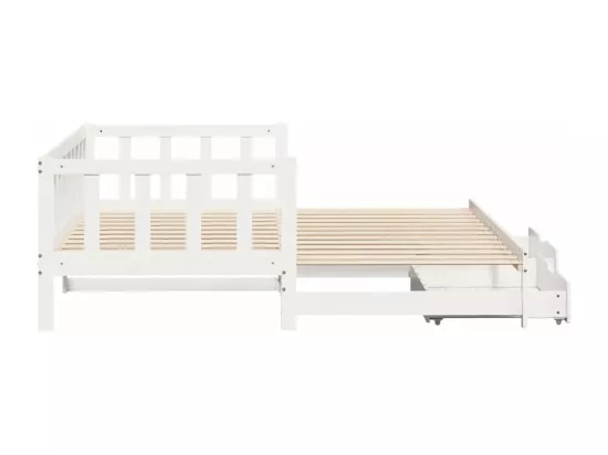 Lit de jour avec gigogne et tiroirs sans matelas blanc 90x200cm