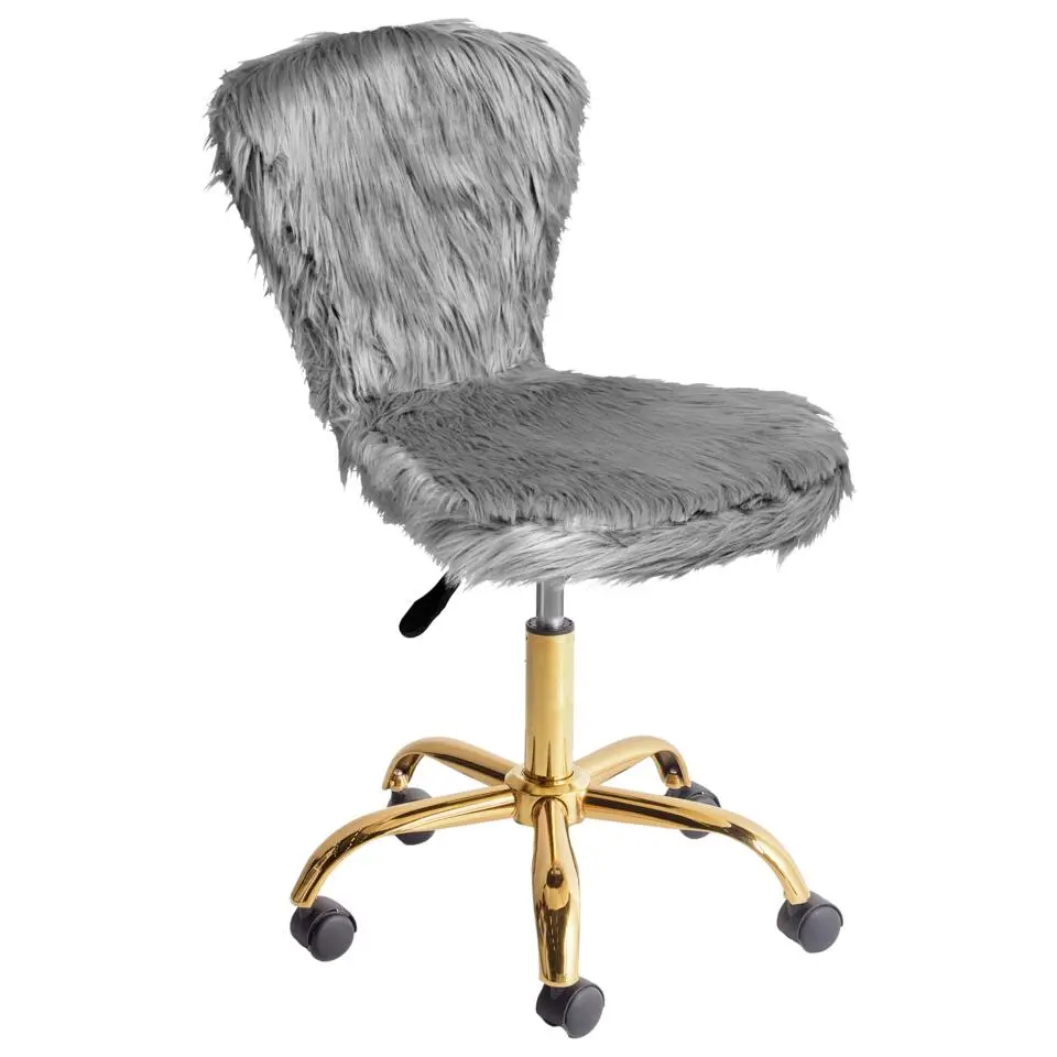 MARGATE - Bureaustoel - Grijs - Kunstbont