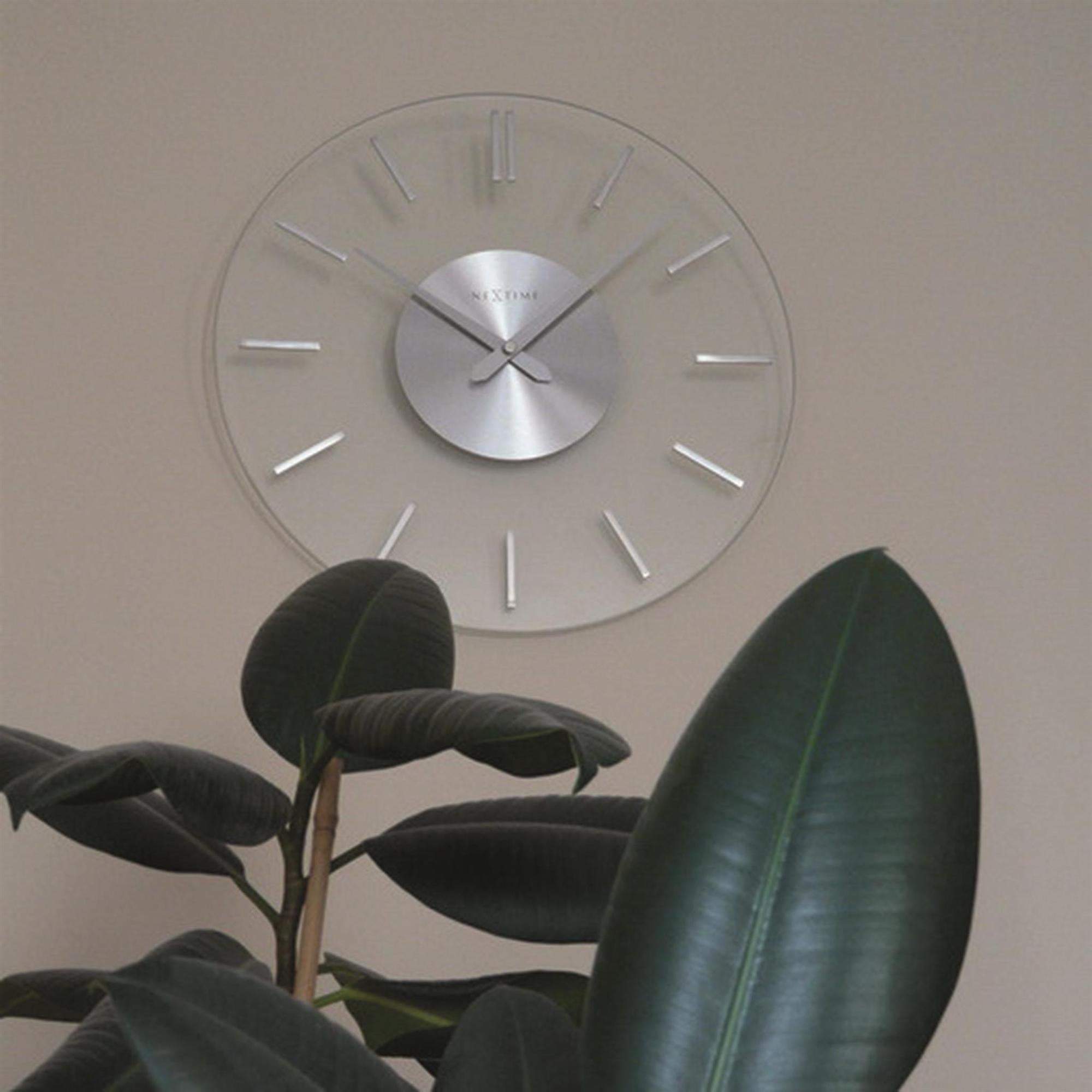 NeXtime - NeXtime - Wandklok-  31 cm- Glas|Aluminium- Transparant -