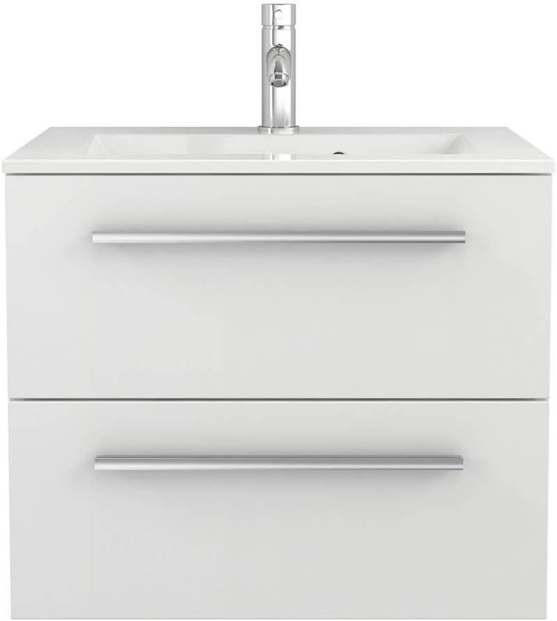 Sieper I Badmöbel Set Libato, Waschtisch mit Unterschrank 60 x 50 cm, Hochschrank und Badspiegel I Weiß