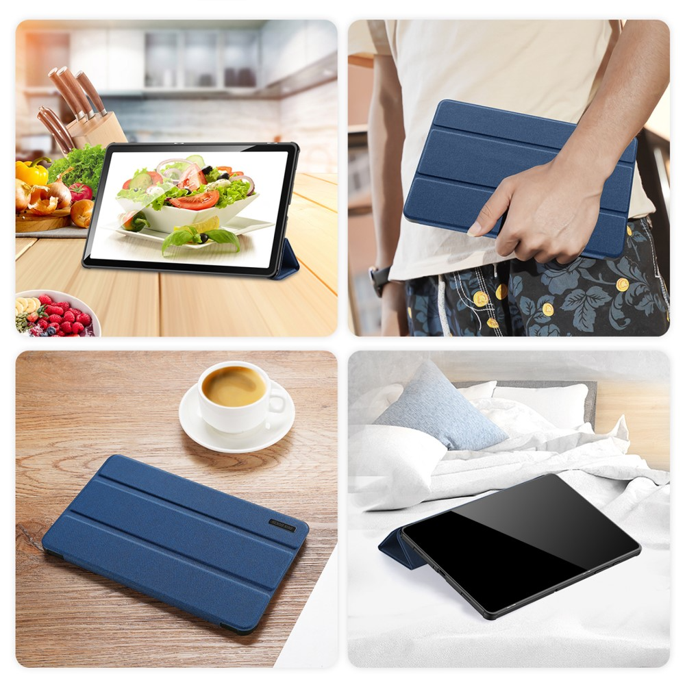 Samsung Galaxy Tab S9 FE  Plus Tasche Smart Cover Hülle Stoff Design mit S-Pen Halterung - Blau