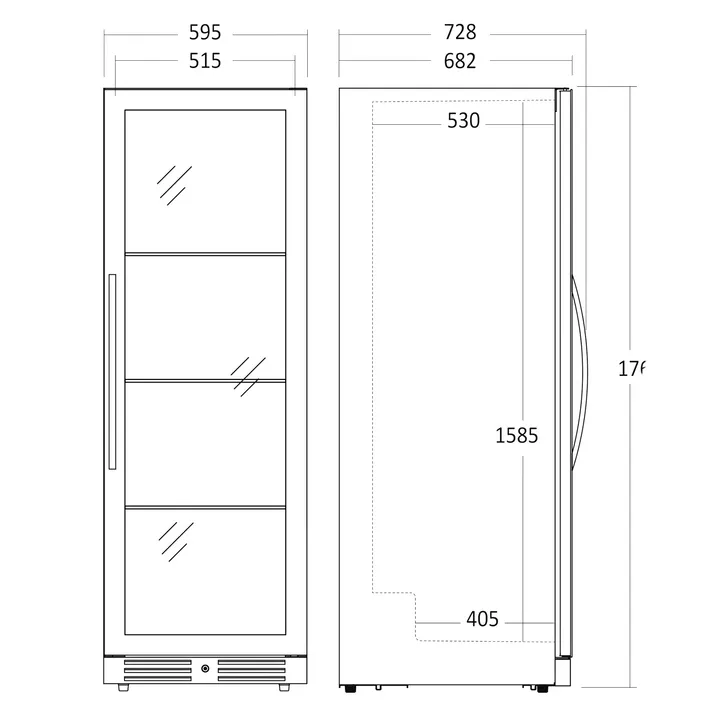 Scandomestic SV 138 B - Vinkøleskab - 1 Zone - bredde: 59.5 cm - dybde: 68.2 cm - højde: 176.4 cm - 461 liter - sort - Optil 138 flasker