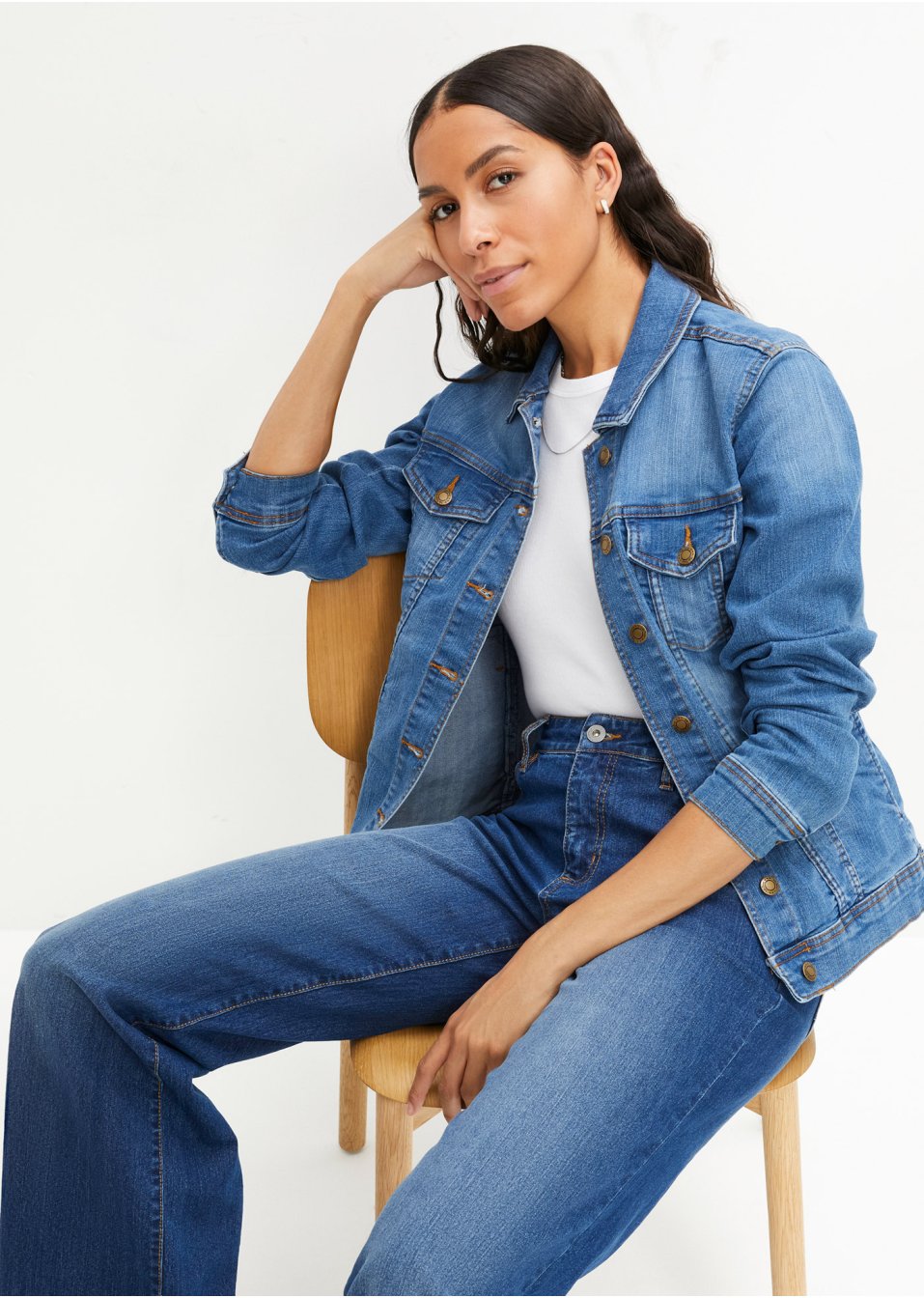 Veste en jean extensible, Basic