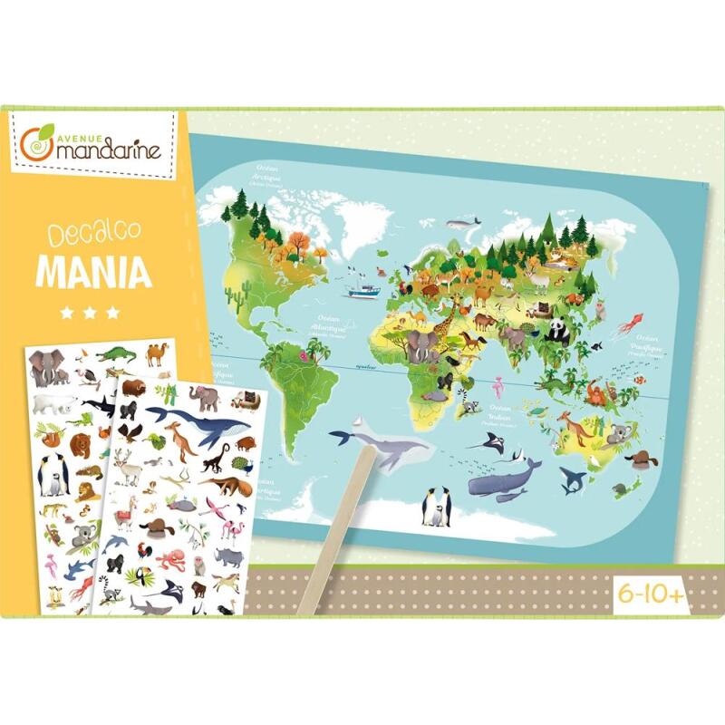 Boîte créative, Decalco Mania, Planisphère - Multicolore