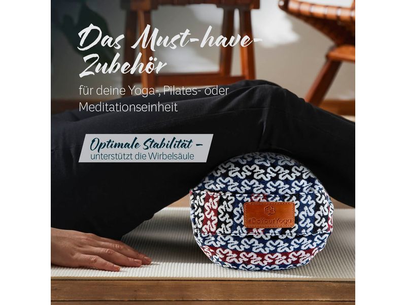 DoYourYoga Yoga-Bolster Tarik, Dinkelspelz, Mehrfarbig/Blau Yogarolle