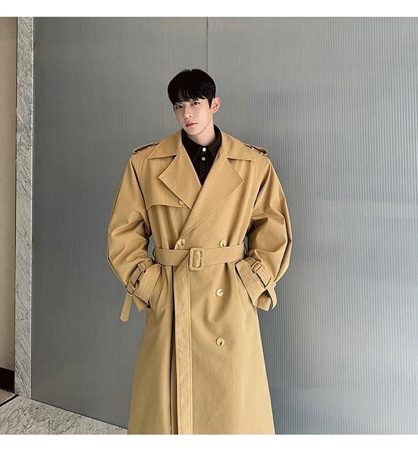 Adotuastic - Reverskraag Effen Lange Trenchcoat