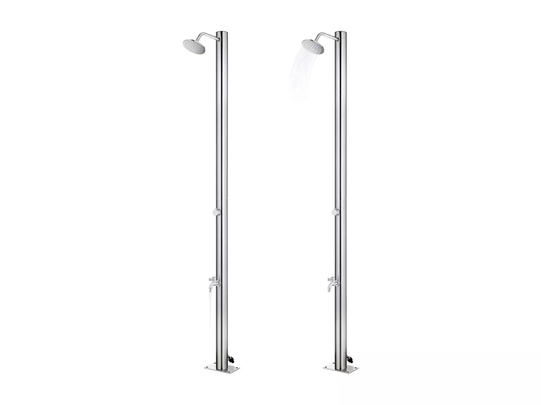 Prolenta Premium - Douche de jardin avec base marron 220 cm Acier inoxydable