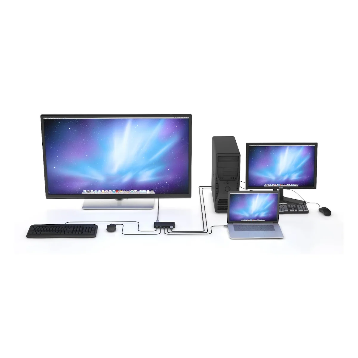 NÖRDIC KVM-svitsj 2 til 1 USB-C & HDMI 4K60Hz 2xUSB-A