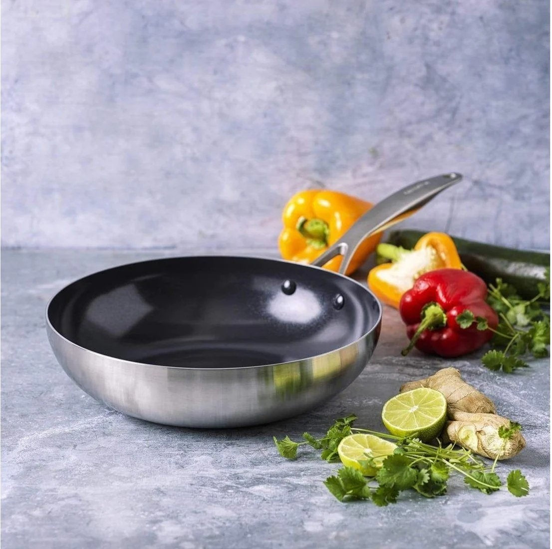 GreenPan Geneva Wok 28 cm RVS