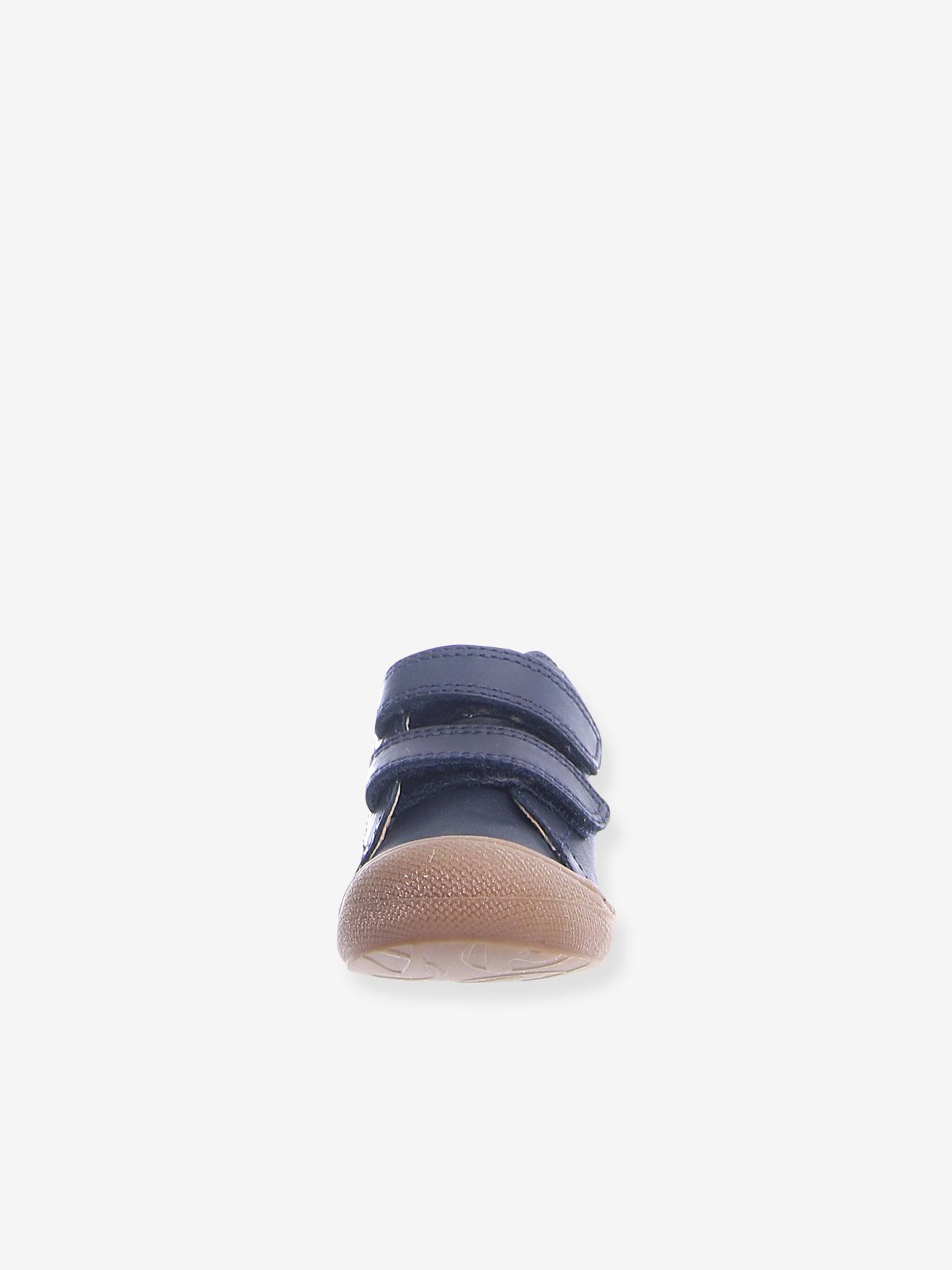 Sapatinhos de bebê com fecho de velcro Cocoon NATURINO® First Steps Marrom Claro Liso