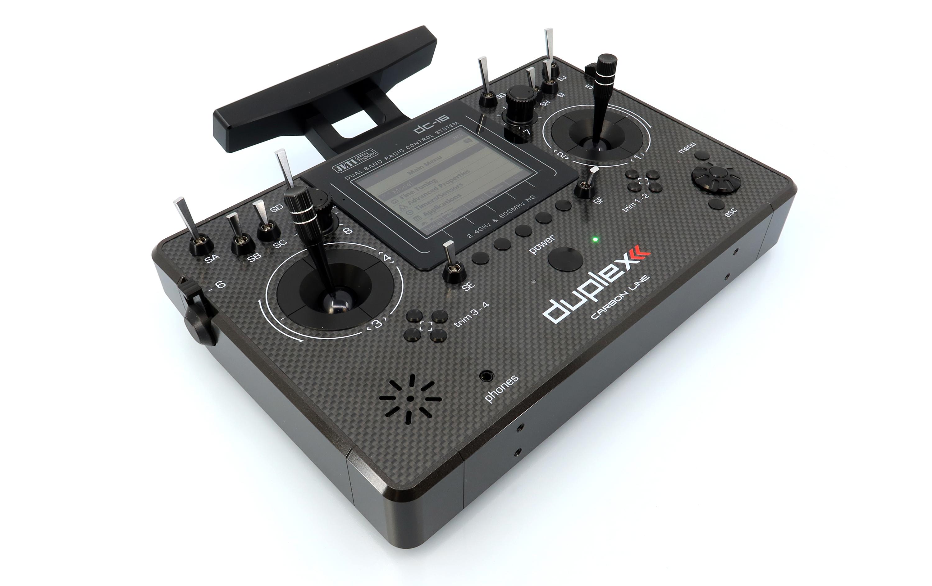Fernsteuerung DC-16 II Carbon Line Schwarz mit R10 Empfänger<br>Professioneller Jeti Duplex 2.4 GHz Sender