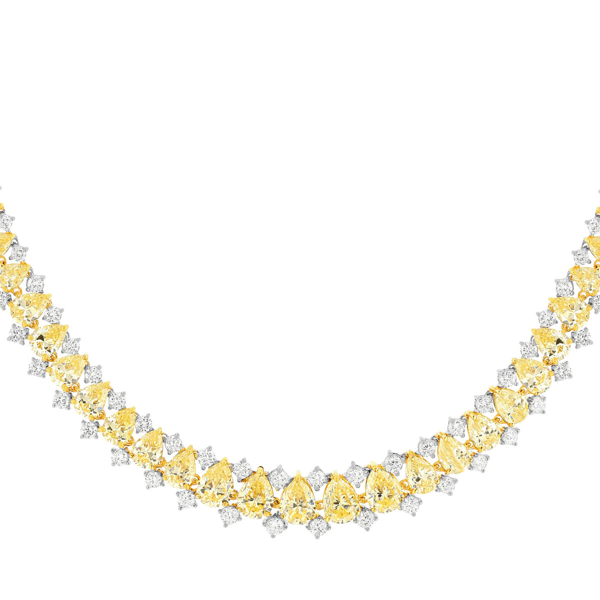 Collier argent 925 zirconias jaune et blanc 43 cm
