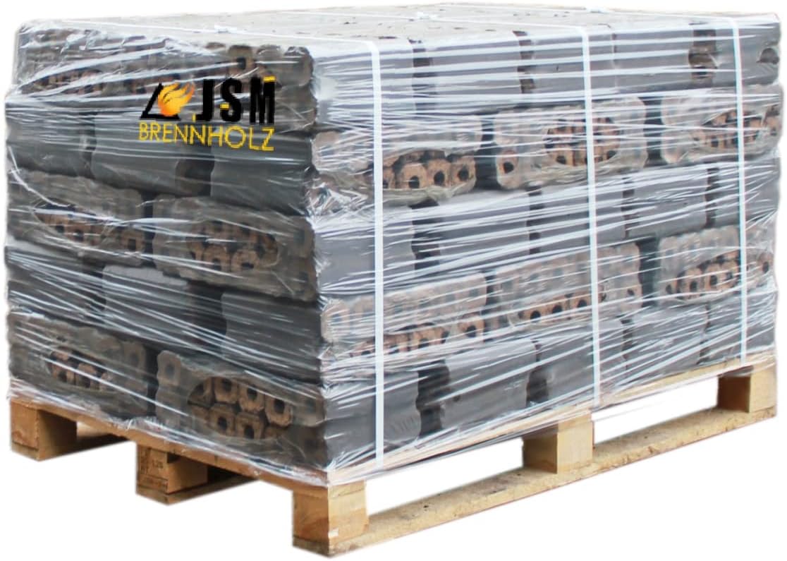 JSM-Brennholz Eichenholzbriketts Pini&Kay - 1 Palette 480 kg / 760 kg - für Kamin, Ofen, Grill, Smoker - 1 Brikett ca.23x6 cm (480 kg)
