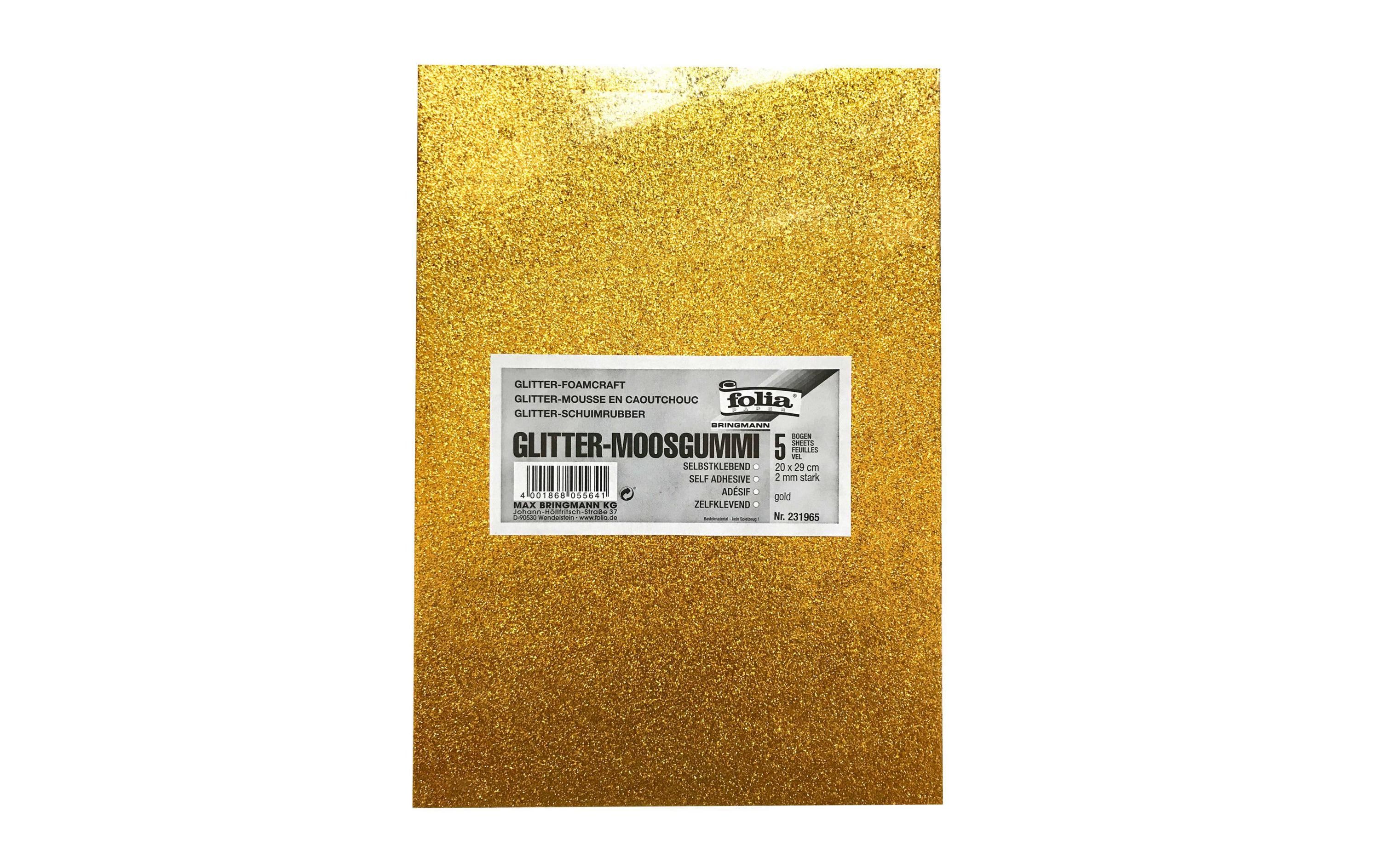 Moosgummi-Set Glitter 5 Stück, GoldGlitter Moosgummi