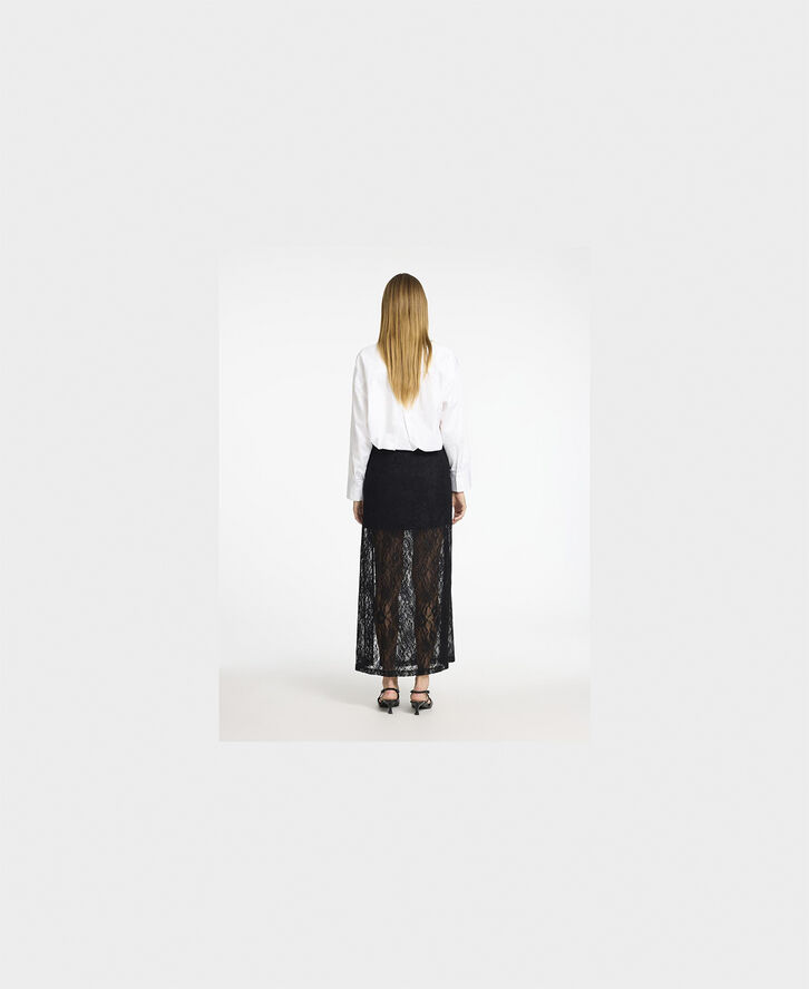 Selected Femme SLFMISTA HW ANKLE LACE SKIRT Sort