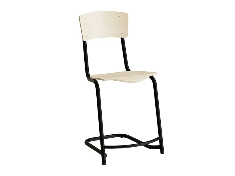 Stol Mia 196 Birk laminat, alugråt stel, siddehøjde 520mm