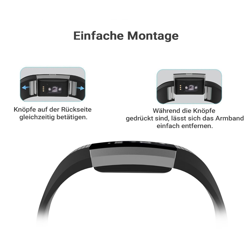 Fitbit Charge 2 Sport Armband aus Silikon - Schwarz