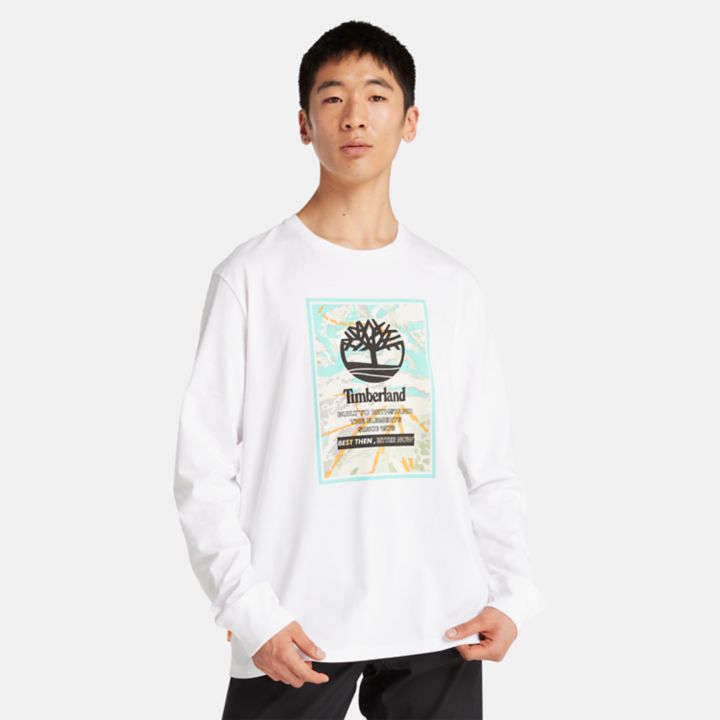 Camiseta de manga comprida da Escola de Esqui na cor branca