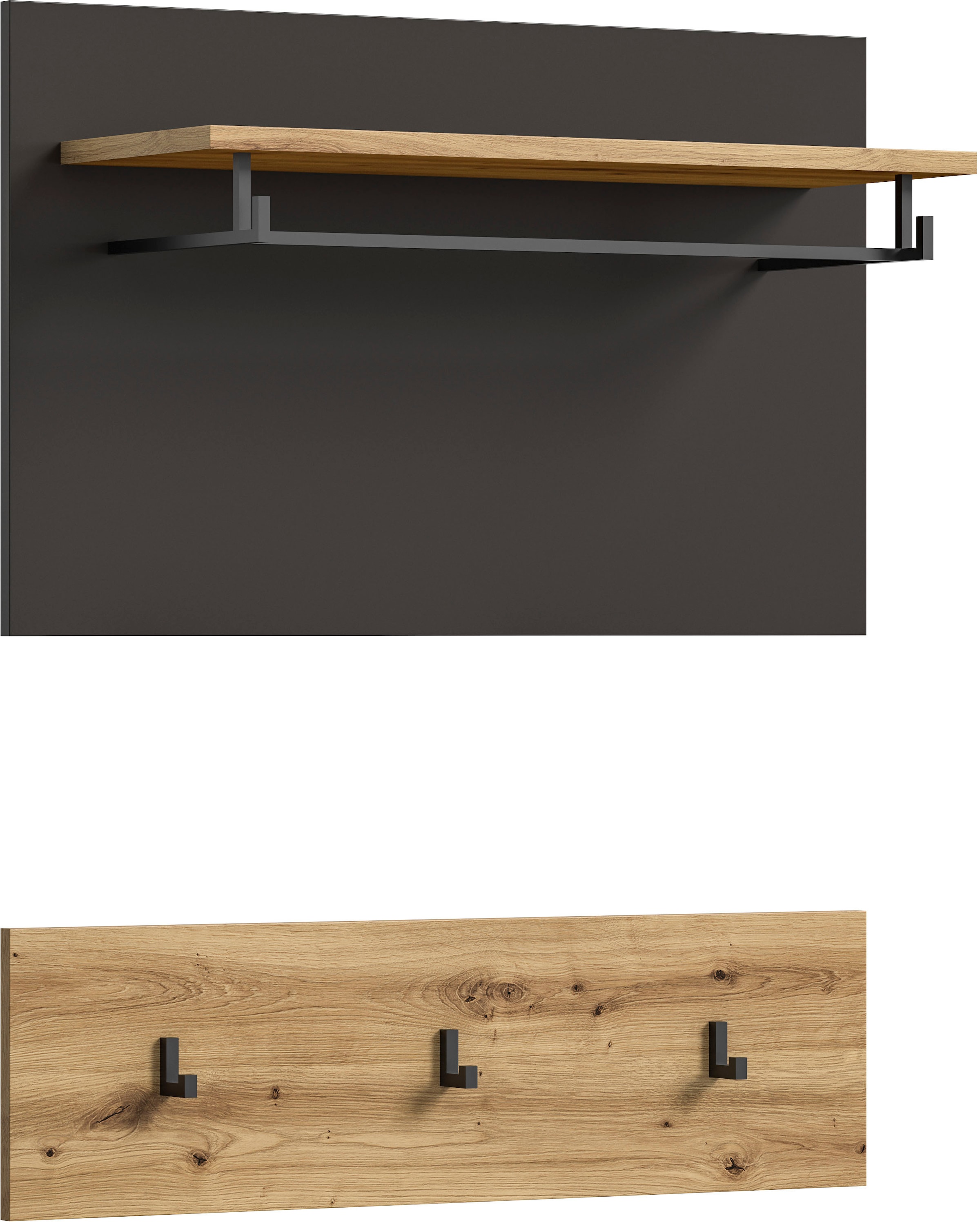 INOSIGN Garderobenpaneel »REHAT, TOPSELLER!, 2-teilig, bestehend aus: Paneel & Hakenleiste« in verschiedenen Farben erhältlich, 1 Stk. tlg. Paneel, Hakenleiste, Wandboard, Garderobe, Garderobenleiste