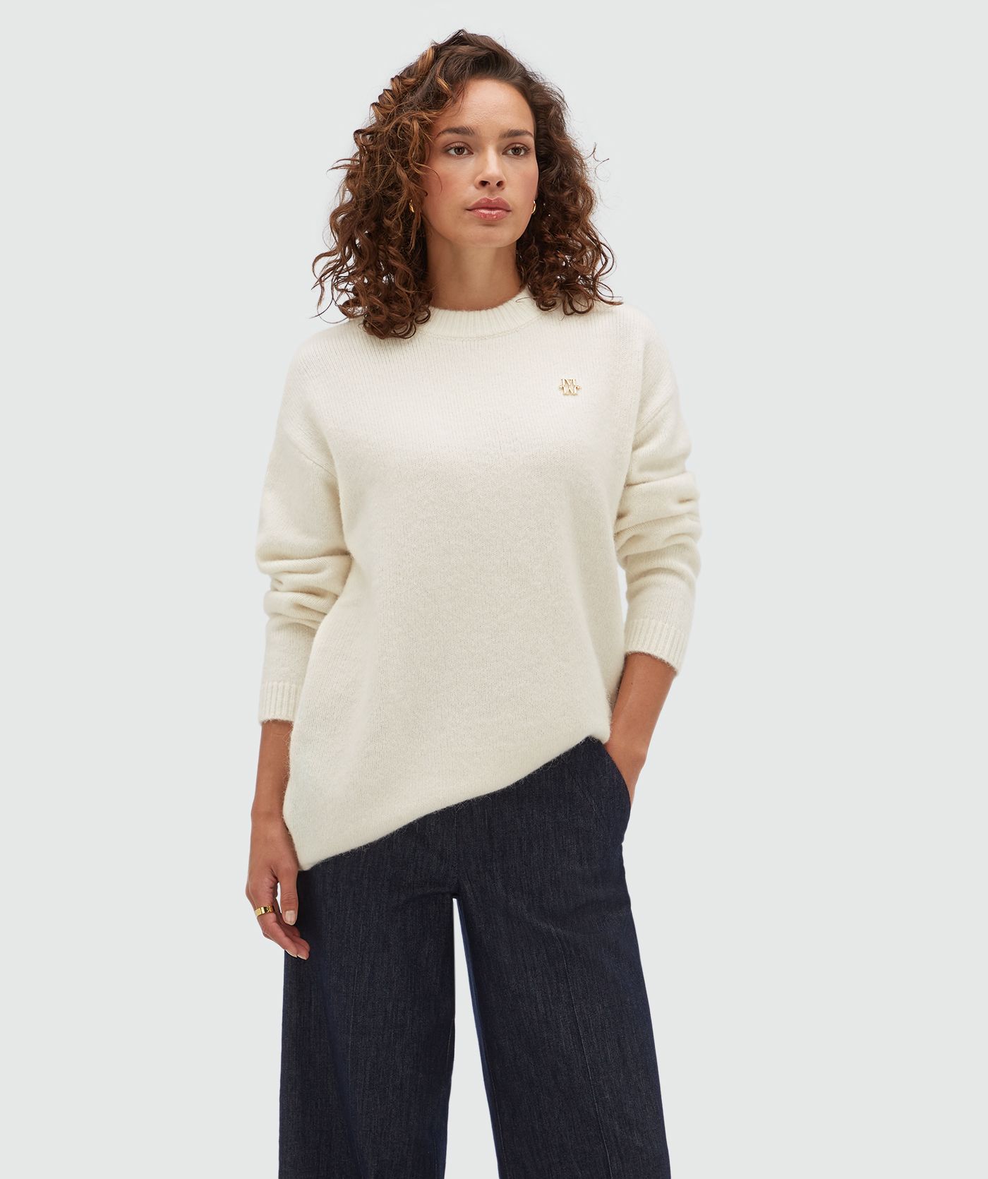 JV-ELINA oversized sweater met wol - cocoon white