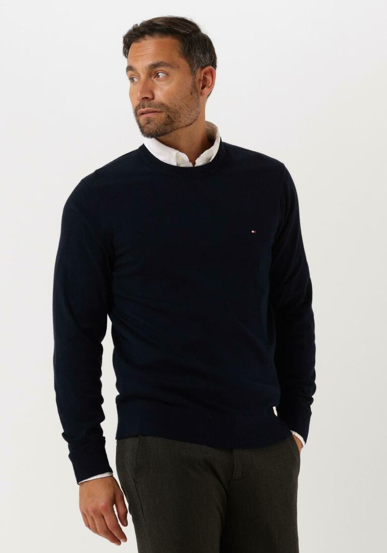 TOMMY HILFIGER donkerblauwe tommy hilfiger trui pima org ctn cashmere crew neck