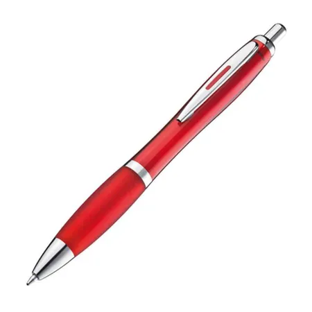 Macma Kugelschreiber transparent mit Metallclip, rot, 25 Stück