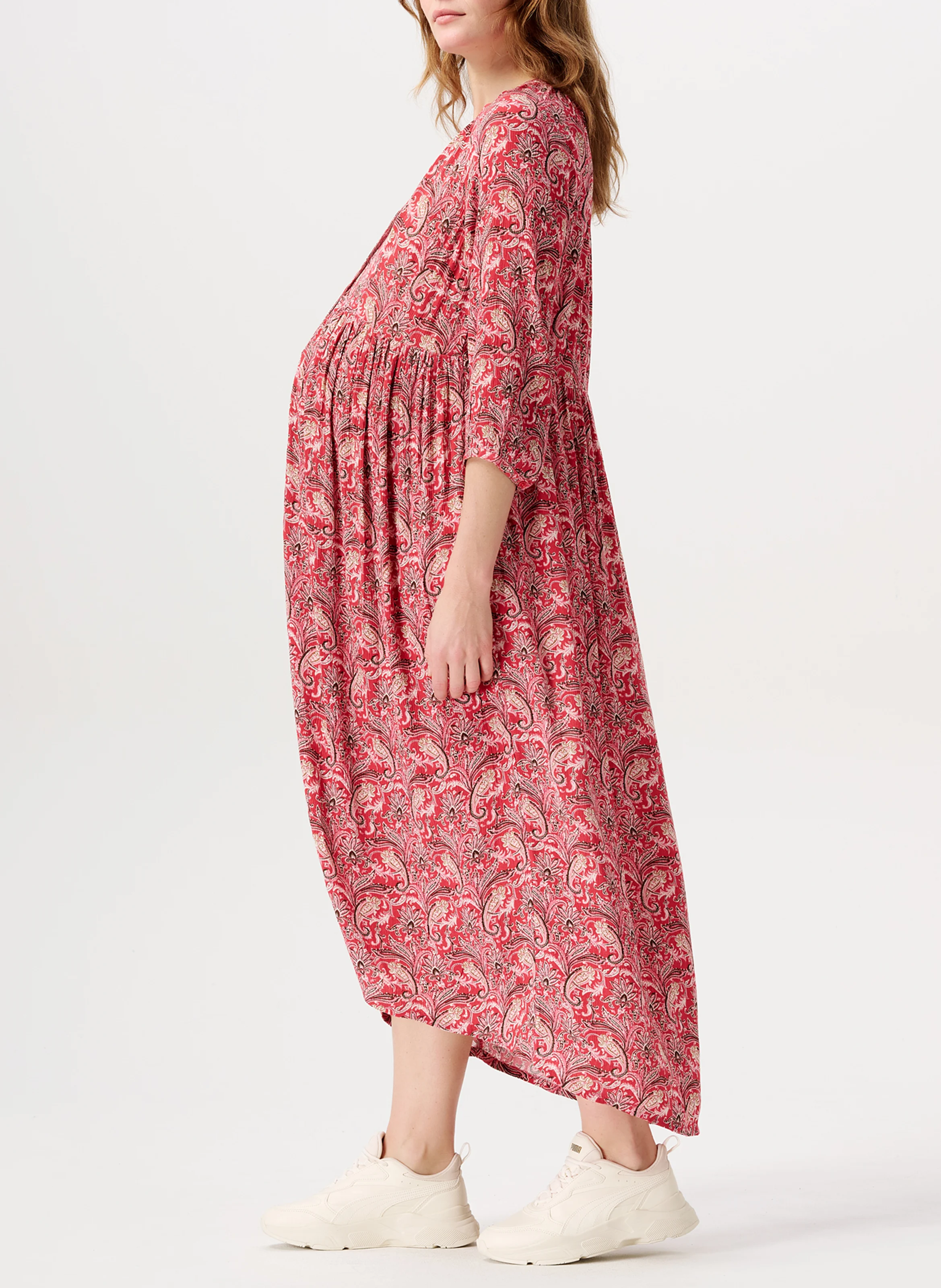 ERBA - Robe longue de grossesse imprimée| Rouge
