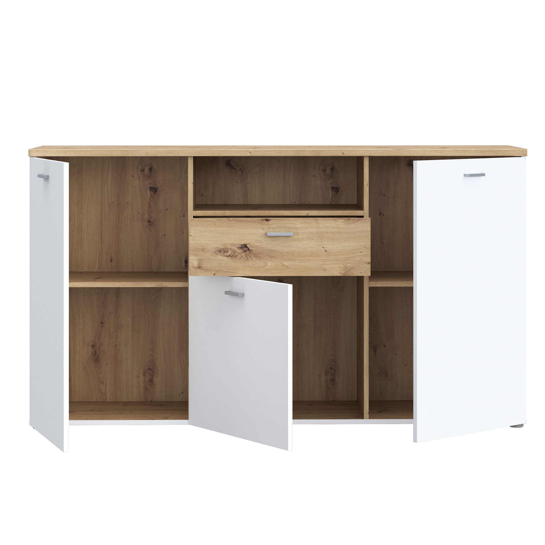 Sideboard - weiß - Artisan Eiche - 154 cm breit