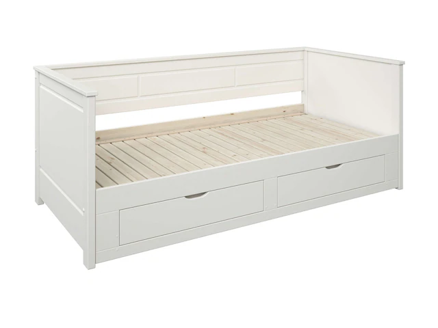 GOODproduct Daybed »Leorben, 2 Schlafplätze, Jugendbett, Landhausstil, Massivholz« B/H/T ca. Liegefläche von 90cm auf 180cm ausziehbar 100x82x210cm,  ausziehbar, 2 Schubladen, inkl. Lattenroste, viel Stauraum, Made in EU