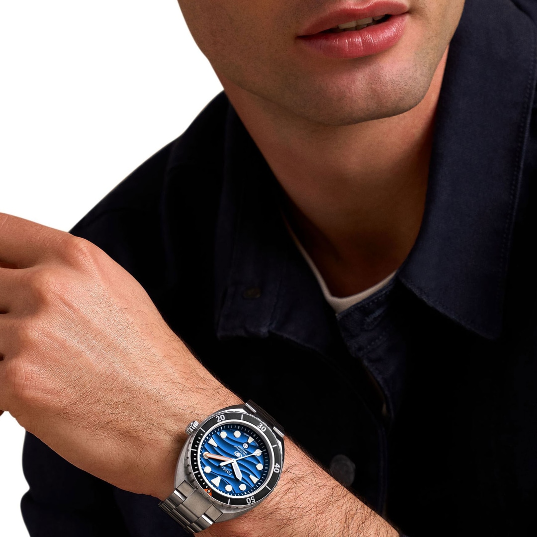 Fossil Breaker Date Silbrig / Blau 42mm