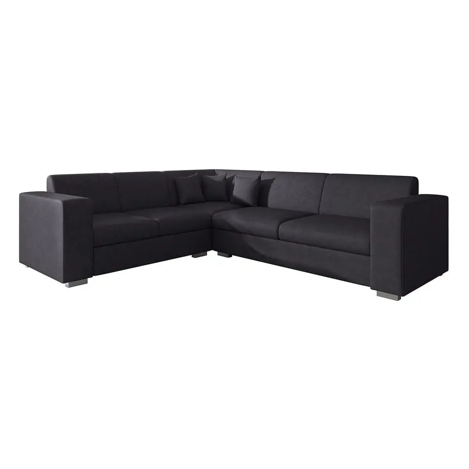 Meubella - Hoekbank Santana - Zwart - Leer - Links