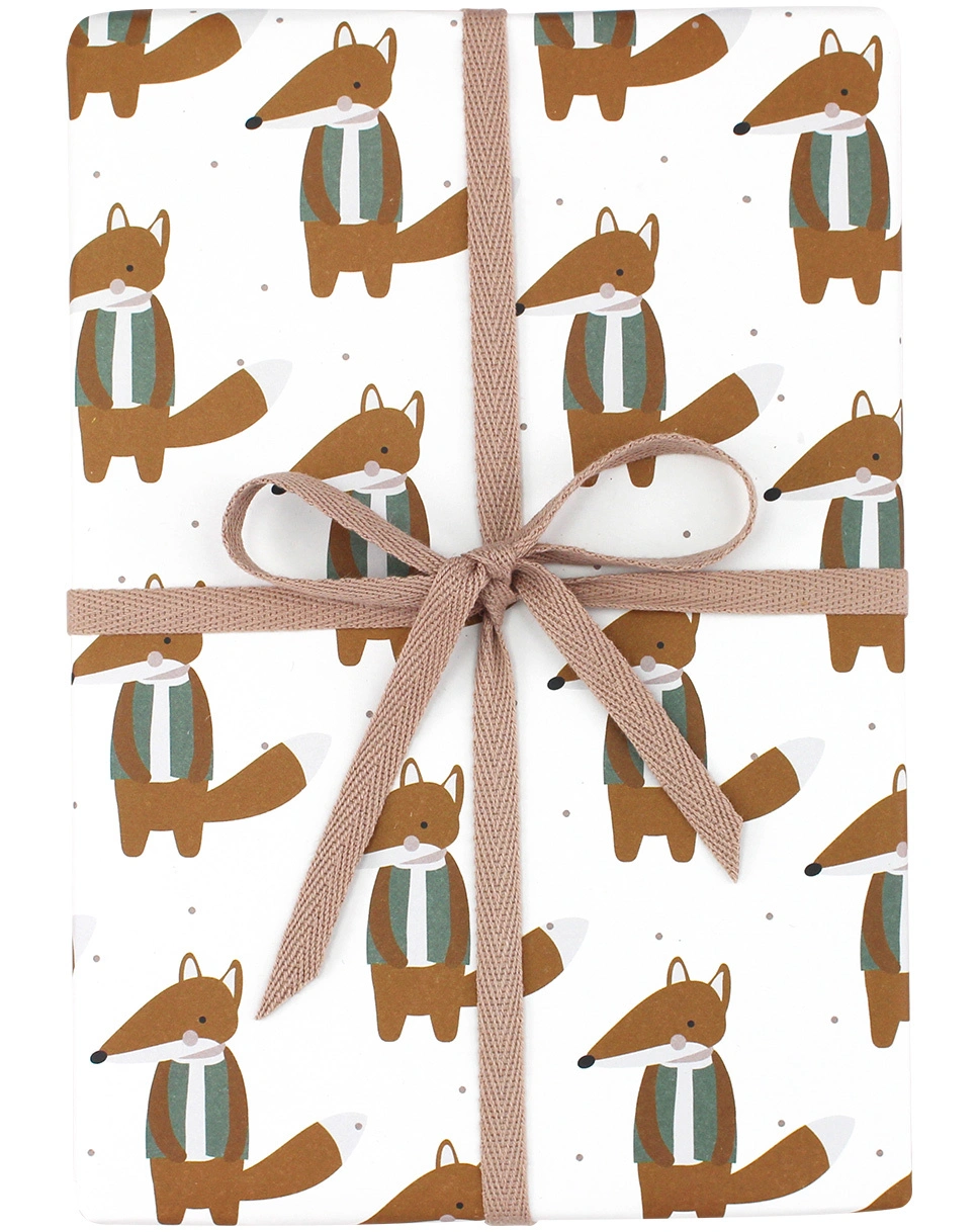 Geschenkpapier FUCHS (50x70 cm) 3er-Set in weiß/braun