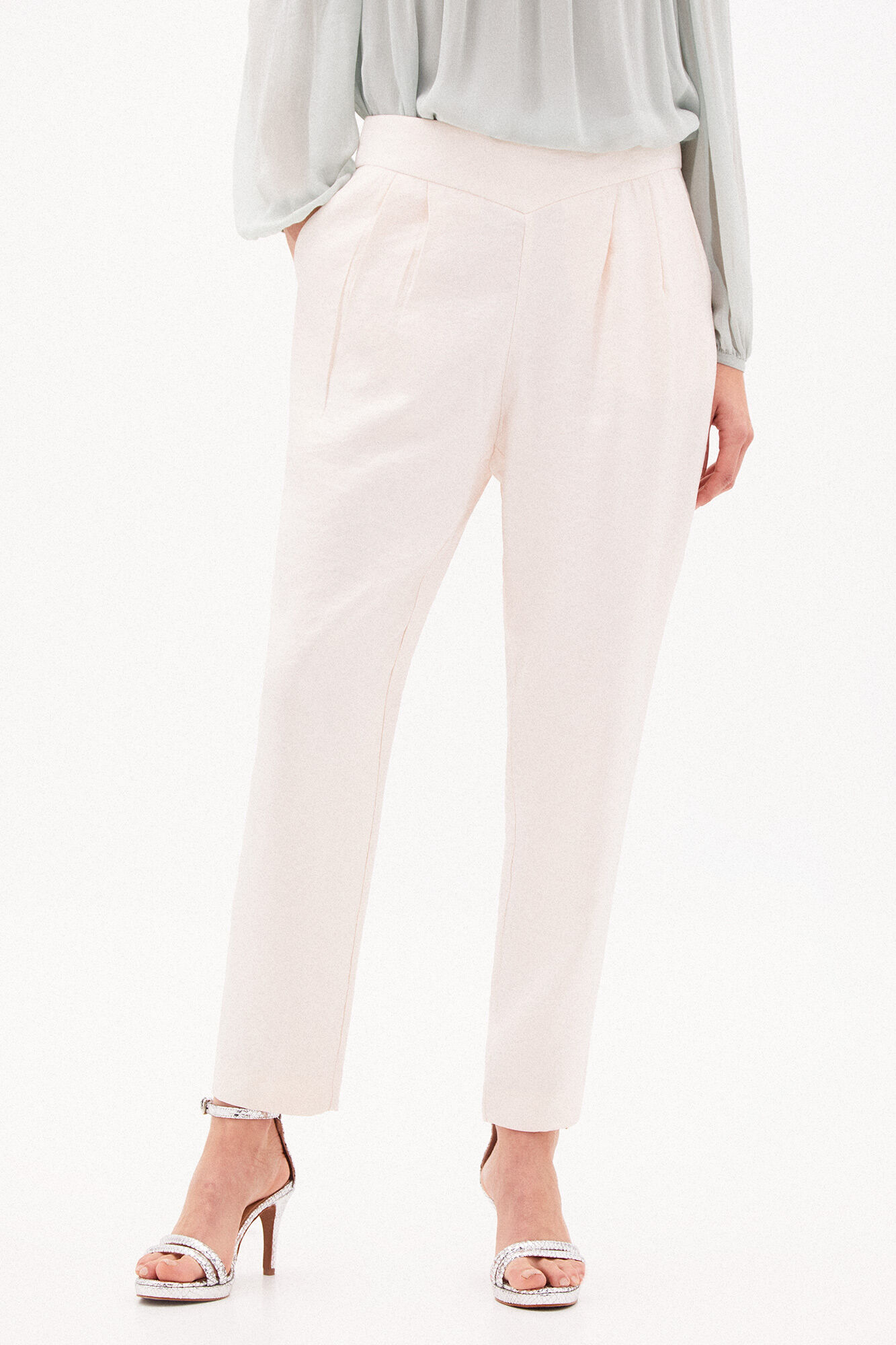 Anna Pantalones satinados - Bege