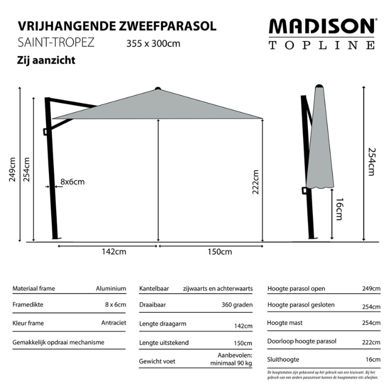 Madison Parasol Saint-Tropez ecru + voet + hoes